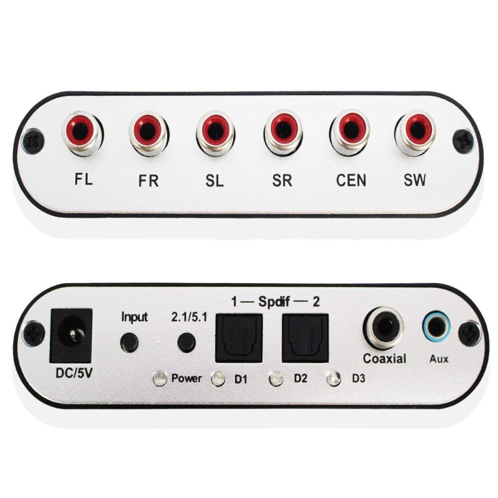 Convertisseur Audio numérique 5.1, décodeur Audio Dolby Dts/Ac-3 convertisseur optique à 5.1 canaux RCA analogique, adaptateur Audio
