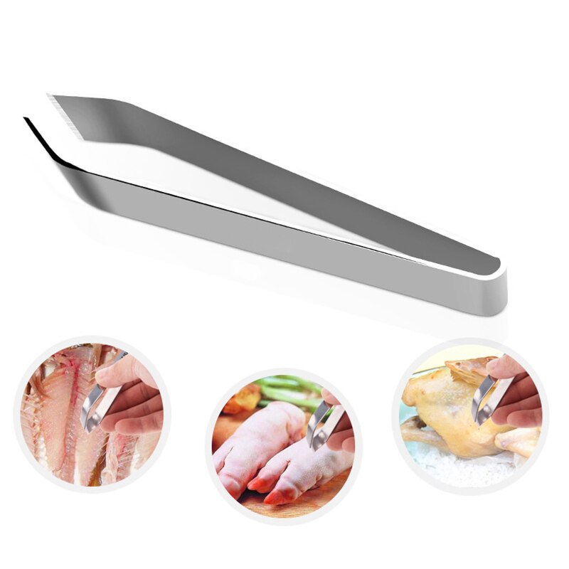 Stainless Steel Hair Remover Fishbone Fur Bones Tongs Pliers Animal Feather Plucking Remover Kitchen Supplies Tool Accessories