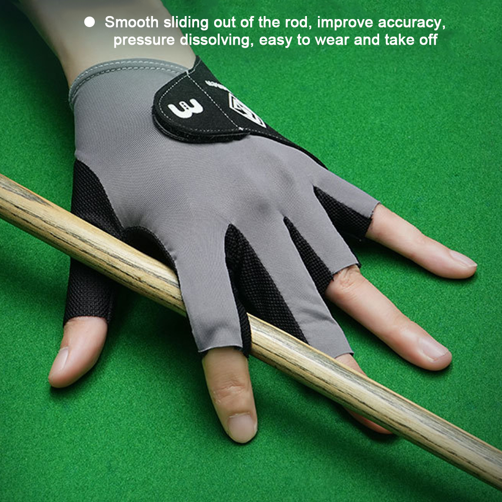 1Pcs Billiard Glove Open 3 Fingers Sports Gloves Billiard Left Hands Anti-Slip Breathable Perspire Women Men Unisex