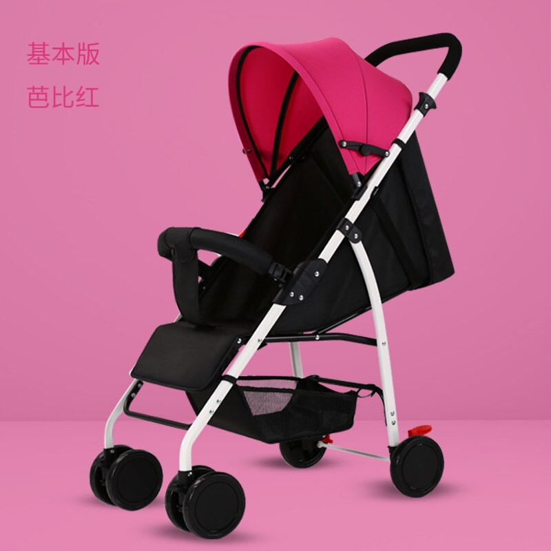Baby Stroller Ultra Light Portable Can Sit Reclining Baby Umbrella Folding Shock Absorber Children Trolley Kinderwagen: rose