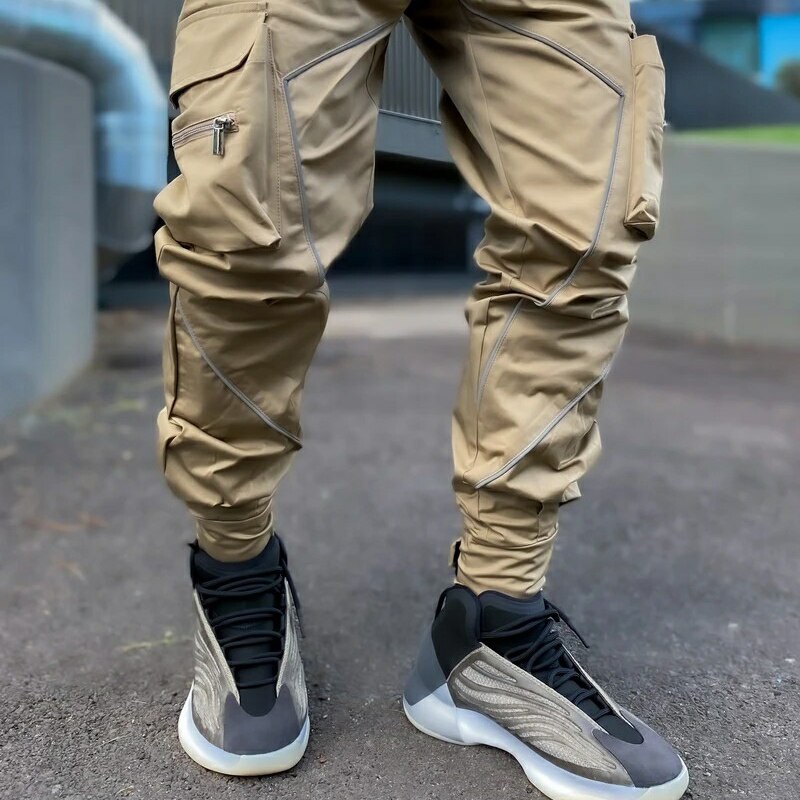 Løbe joggingbukser herre stretch cargo bukser bomuld gymbukser herre bodybuilding træningsbukser fitness bukser sportstøj: Xxl / Khaki