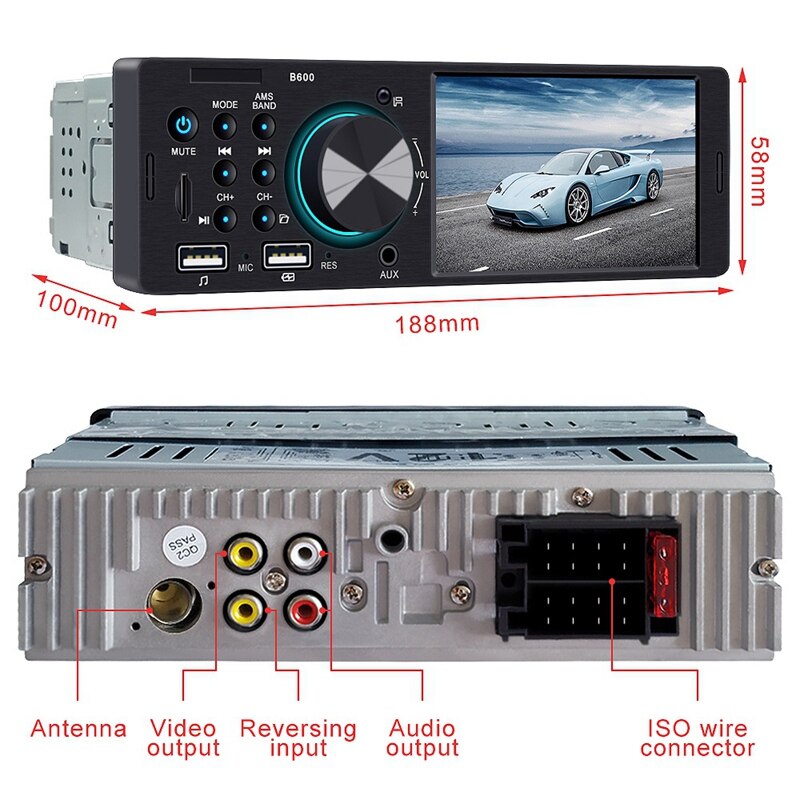 1 Din 4.1 Inch Car MP5 Player Dual USB FM BT ISO o Player MirrorLink B600 Grandado