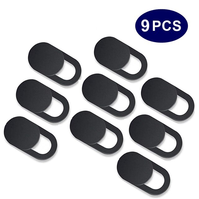 Webcam Cover Sluiter Magneet Slider Universele Antispy Camera Cover Voor Web Laptop Ipad Pc Macbook Tablet Lenzen Privacy Sticker: 9Pcs Black oval