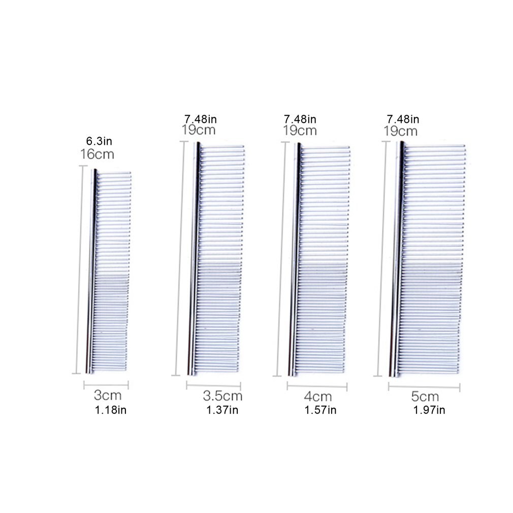 Grooming Comb Stainless Steel Dog Cat Grooming Comb Row Teeth Needle Hair Trimmer Grooming Comb Medium Teeth Grooming CombM