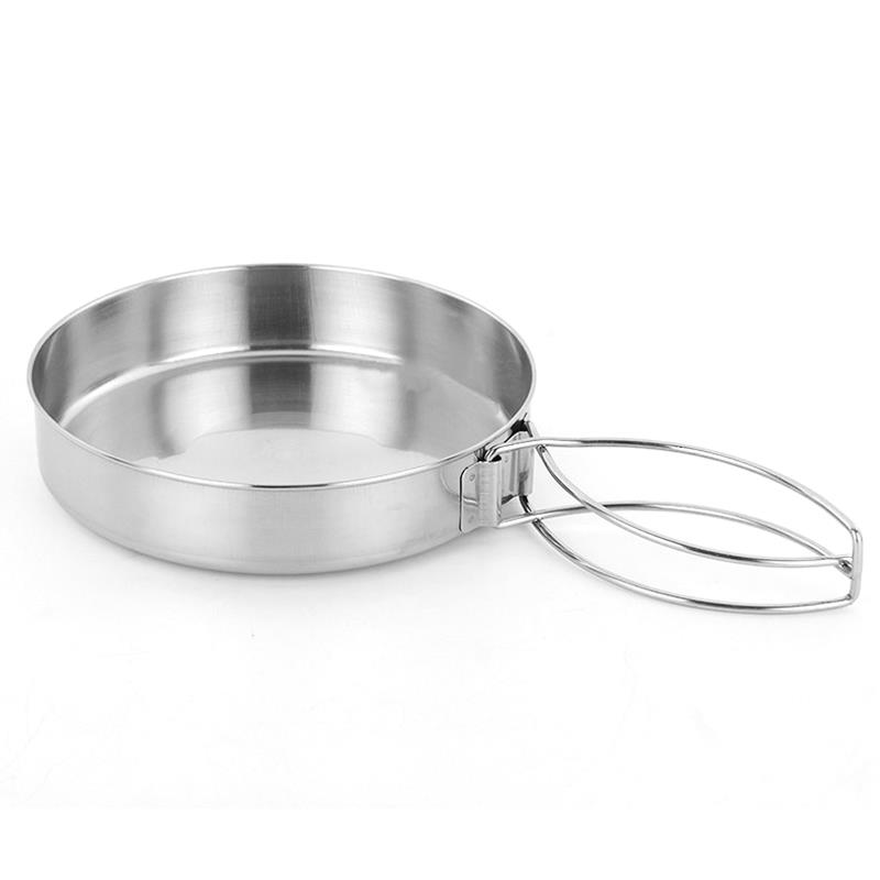 8pcs Outdoor Pan Set Stainless Steel Stacking Pots Hiking Picnic Pot Camping Hiking Cookware Non-Stick Picnic Cooking Bowl Pot