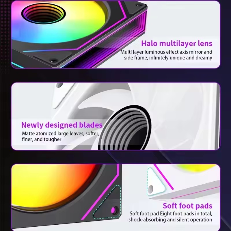 ICE Whale PRISM 7PRO 120mm ARGB Case Fan 1800RPM 4PIN PWM Ventilador de resfriamento silencioso de grande volume de ar