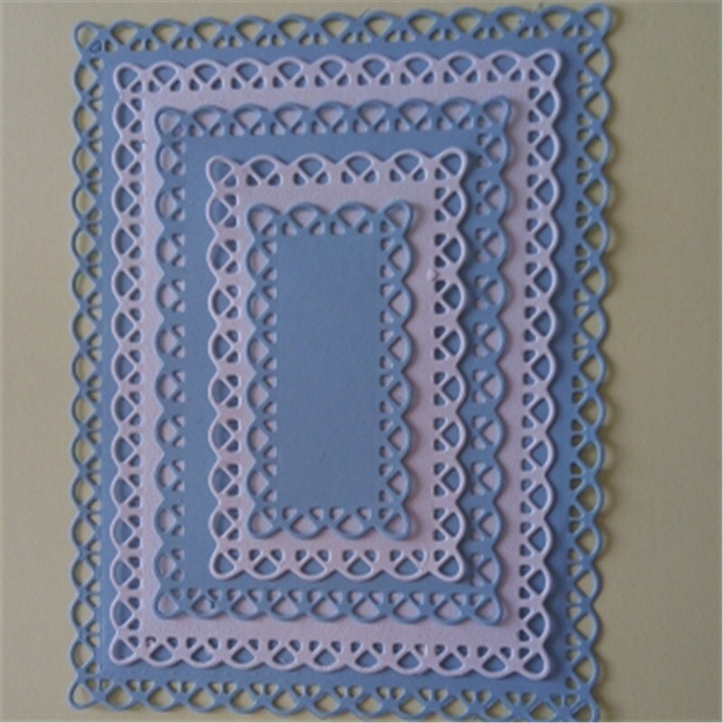 Nested Stitched Scallop Rectangle Frame Metal Cutting Dies DIY Etched Dies Craft Paper Card Making Scrapbooking Embossing