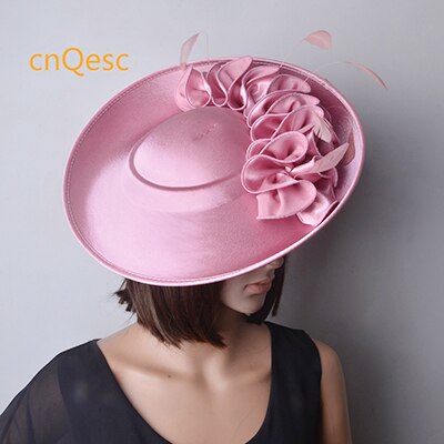 ! Royal blue Large Matte satin fascinator Formal hats four wedding Women's hat: Blush pink