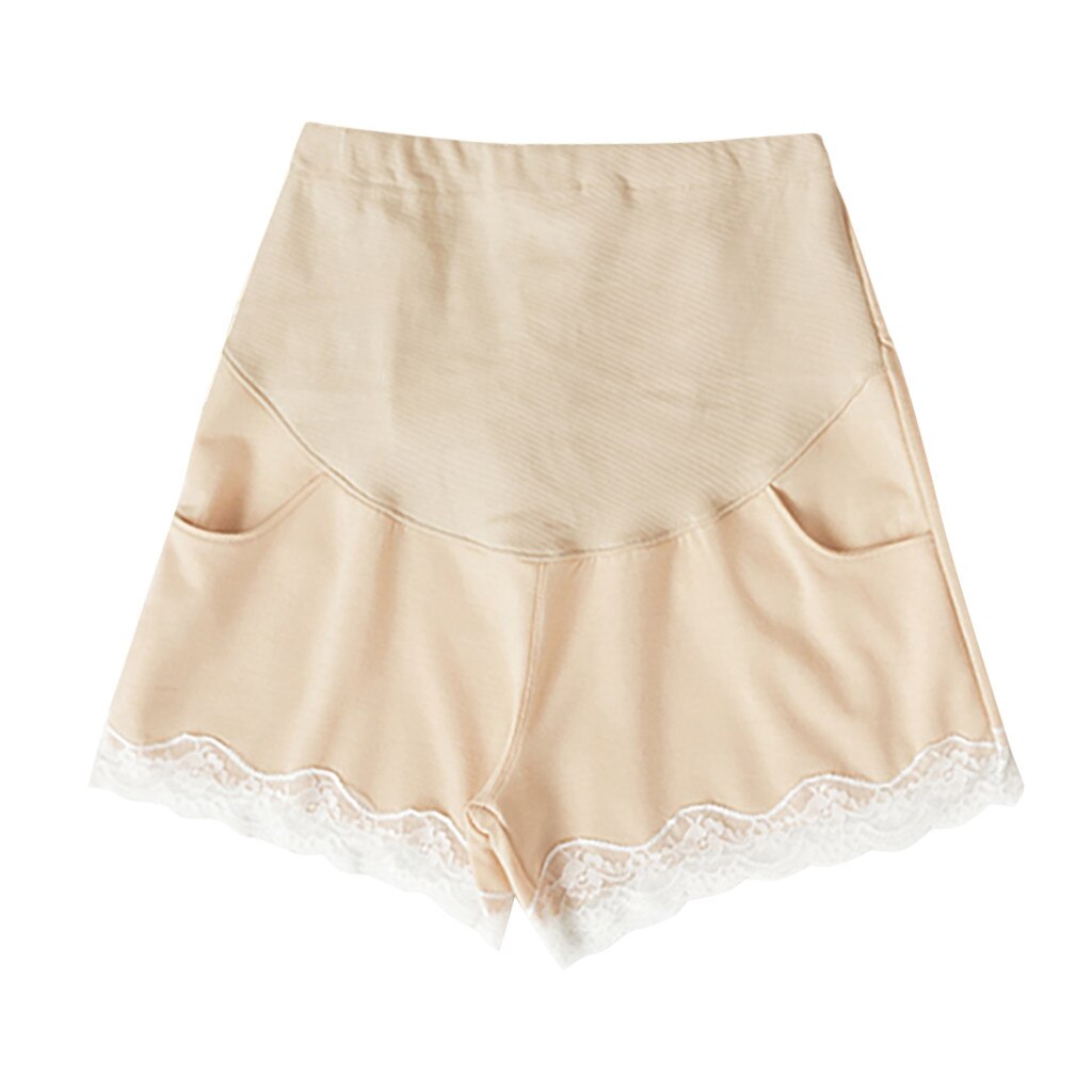 Gravidshorts sommer blonde træning løs pasform stretchy lavtaljede shorts gravid shorts bukser til gravide kvinder tøj: Beige / Xl