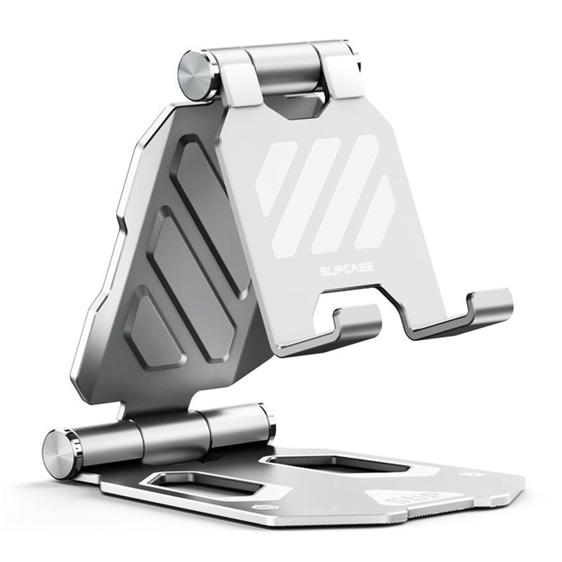 SUPCASE Aluminum Tablet Stand Mobile Phone Desk Stand Holder Universal Folding Adjustable Mount Holder For Phone iPad 4-8" inch: Silver