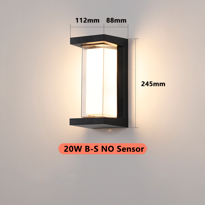 Med bevægelsessensor væglampe udendørs belysning 20w væglamper udendørs  ip65 vandtæt led væglampe veranda balkon have  ac220v: Lysegrøn / Kold hvid