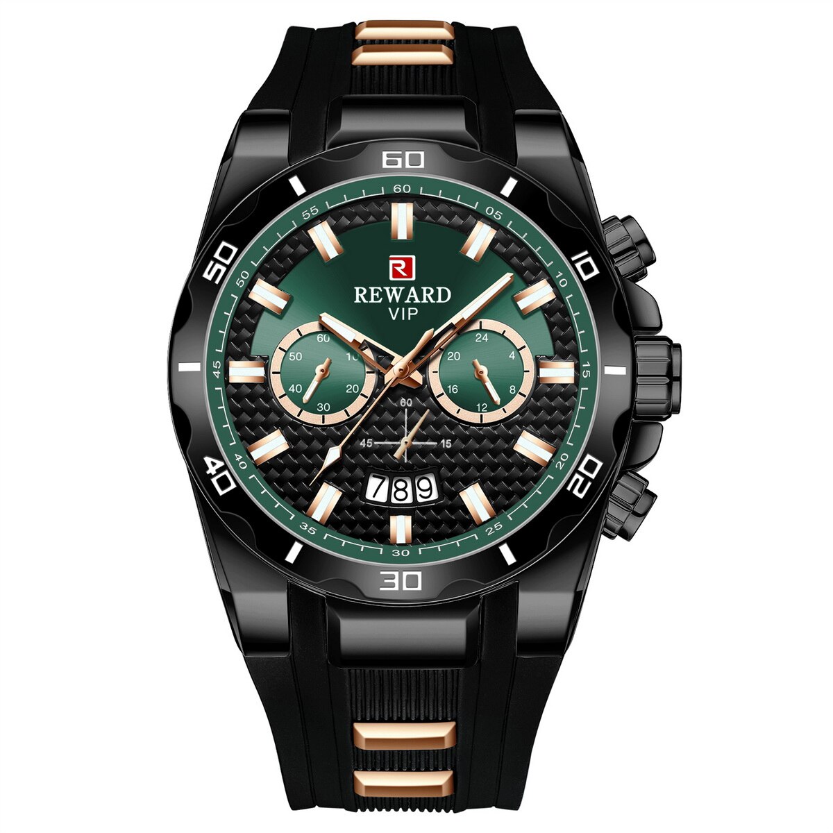 Sport Heren Quartz Horloges Luxe Groene Horloge Voor Mannen Siliconen Horloge Waterdicht Klok Relogio Masculino: Black Green