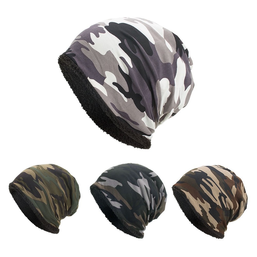 Kvinder mænd varm baggy camouflage hæklet vinteruld uld ski beanie skull caps hat шапка кепка czapka zimowa baseball spand #t2