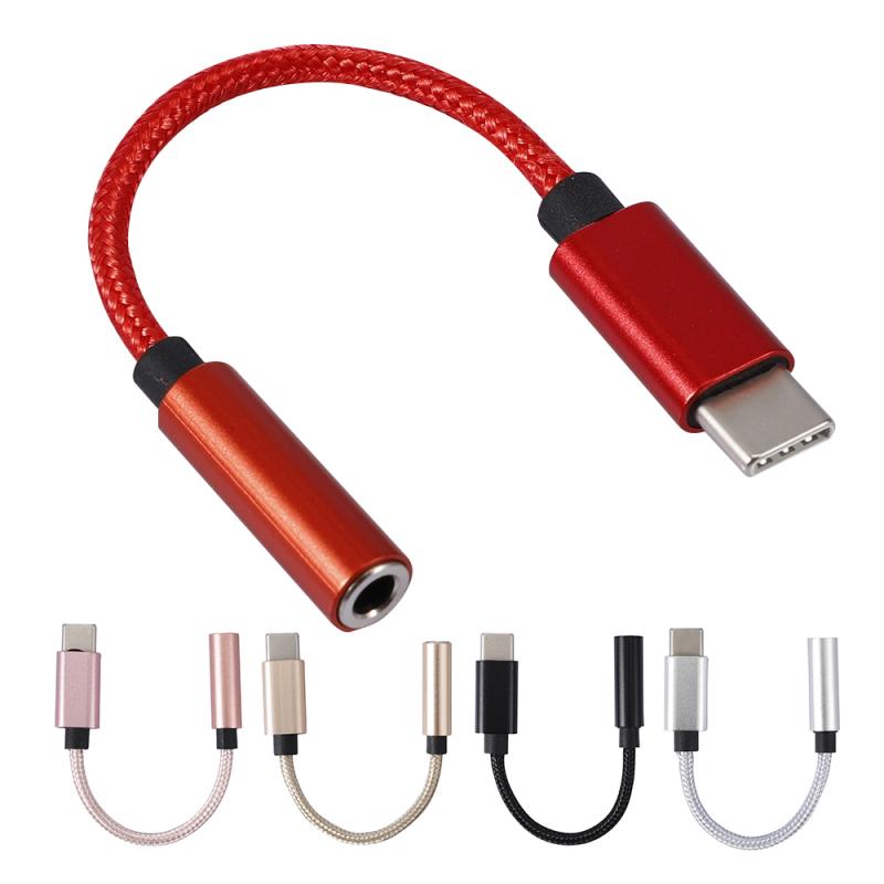 Nylon Type-c to 3.5mm Headphone Digital Audio Adapter Cable Phone Audio Adapter Mobile Phone Adapters