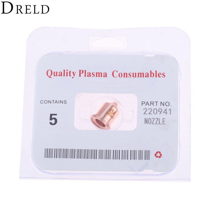 DRELD 5pcs 45A Plasma Nozzle 220941 for Plasma Cutting Torch Consumables Drag-cut/ Mechanized/Unshielded Processes