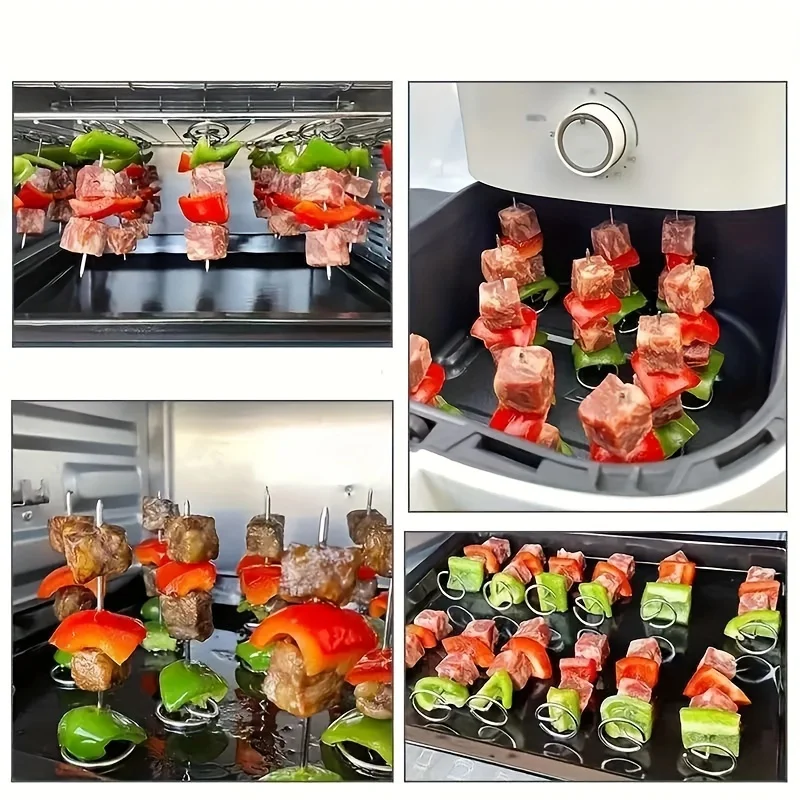 Horno freidora de aire, parrilla Vertical, parrilla para brochetas, accesorios universales, aguja especial para hornear de acero inoxidable 304 de alimentaria, 10 Uds.
