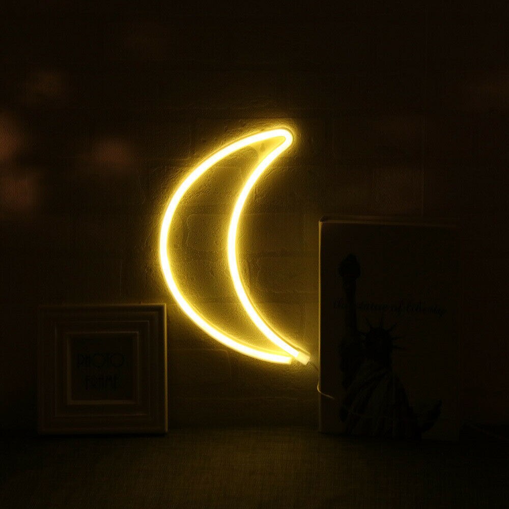 9 estilos de luz de néon led colorido arco-íris sinal de néon para o quarto festa em casa decoração de casamento presente de natal lâmpada de néon: Moon