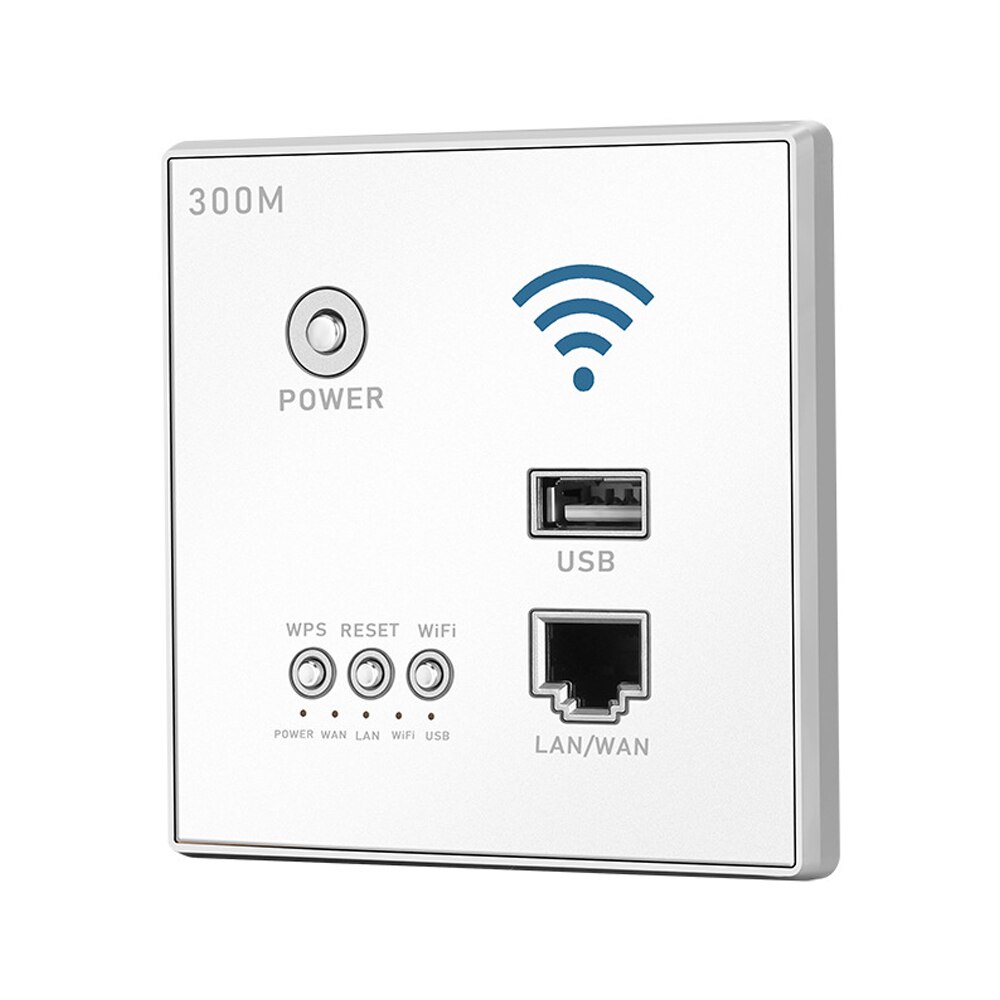 300Mbps in-Zauberstab kabellos Router AP Zugriff Punkt WiFi Router LAN Netzwerk Schalter WiFi AP Router mit WPS verschlüsselung USB Buchse: Weiß