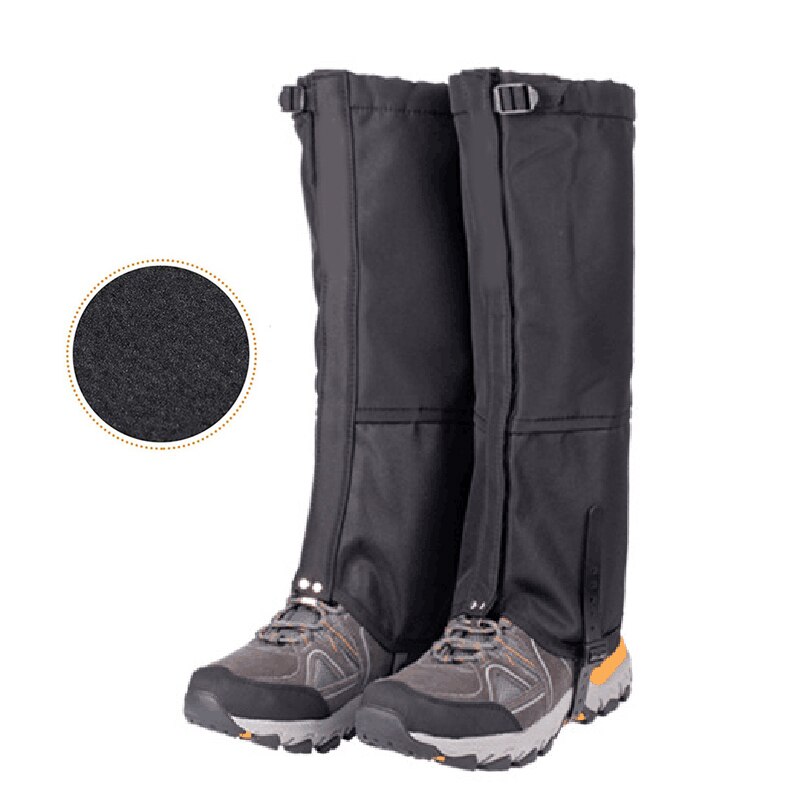 Polainas de piernas impermeables, forro polar, protector de pie de calentamiento ajustable, transpirable, botas de nieve para senderismo y escalada, novedad: black S