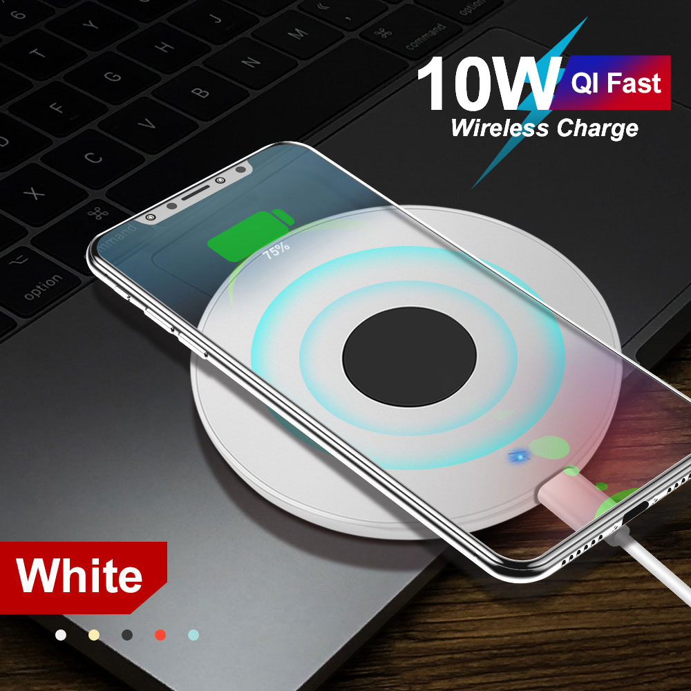 10w qi rask trådløs lading for iphone 11 pro x xs max xr for samsung  s8 s9 s10 pluss note 10 9 ladeplate trådløs lader: Flis
