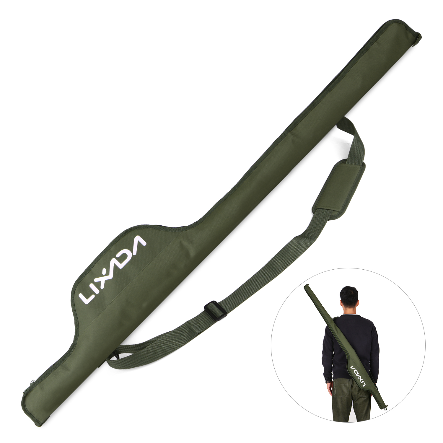 ASHATA Sac de canne à pêche vert camouflage 160 cm tissu oxford