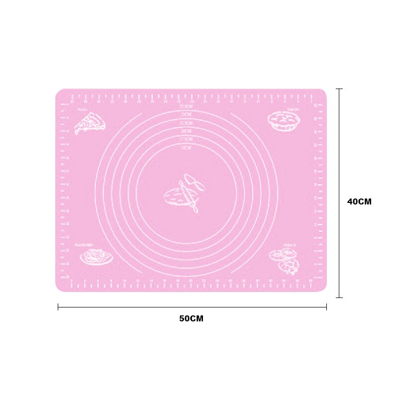 Cake Mat 1 pc Super Big 50*40cm Non-stick Knead Dough lace Rolling Silicone Baking Mat Cutting Fondant Pastry Sheet Pastry: Pink