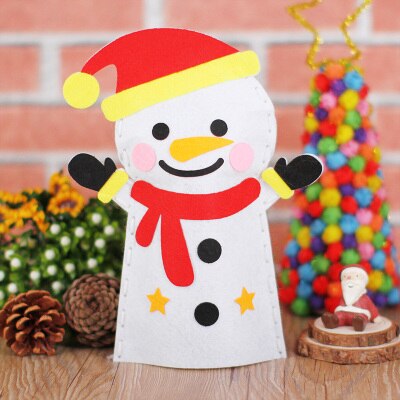 8 Stks/partij. Diy Vilt Xmas Kerstman Sneeuwpop Elanden Handpoppen Ambachten Kits Stof Handgemaakte Vroeg Leren Educatief Kleuterschool: 8PCS snowman
