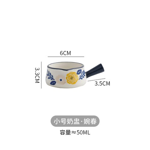 Modern ceramic small milk jug mini milk cup with handle milk jug coffee cup home breakfast salad oatmeal bowls cute tableware: small-3