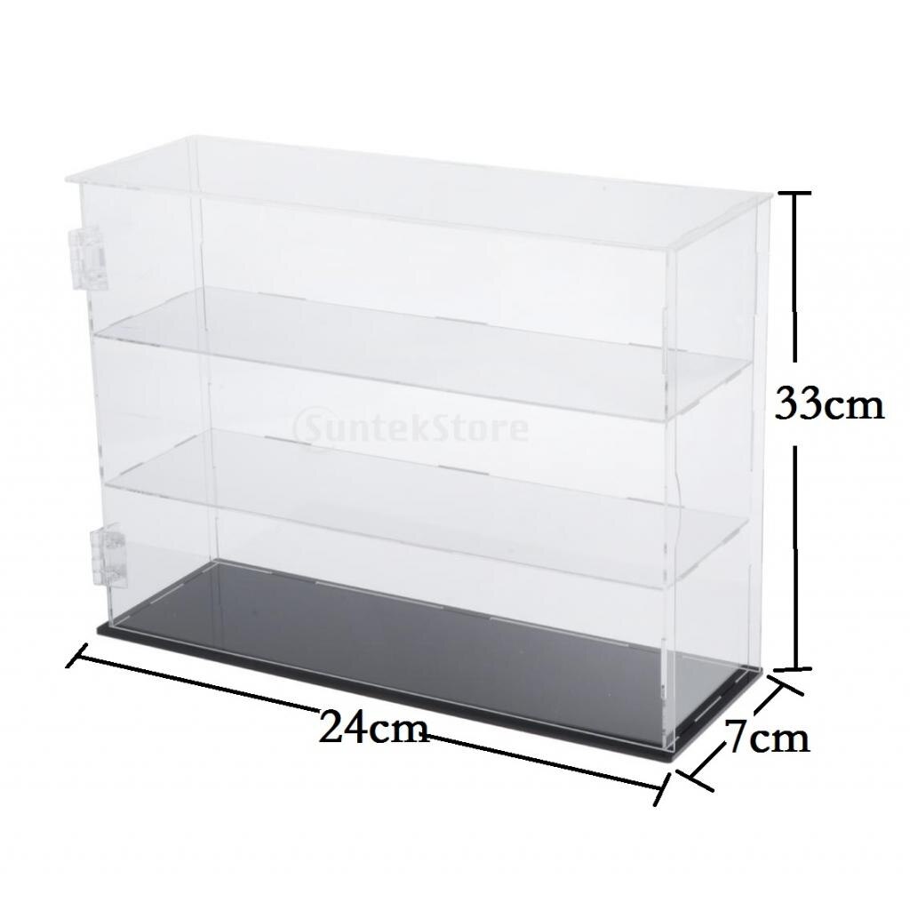 Acryl Grote 3-Tier Model Speelgoed Display Case Lenzenvloeistof Beschermende Dozen Stand Plank Bureau Stofdicht Box Container Frosted Textuur