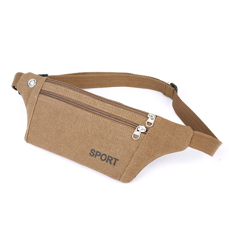 HENGREDA Men Fanny Pack Canvas Waist Bag Travel Bum Bag Women Lightweight with Earphone Hole Anti-Theft Bag Fit 6" Phone: coffee