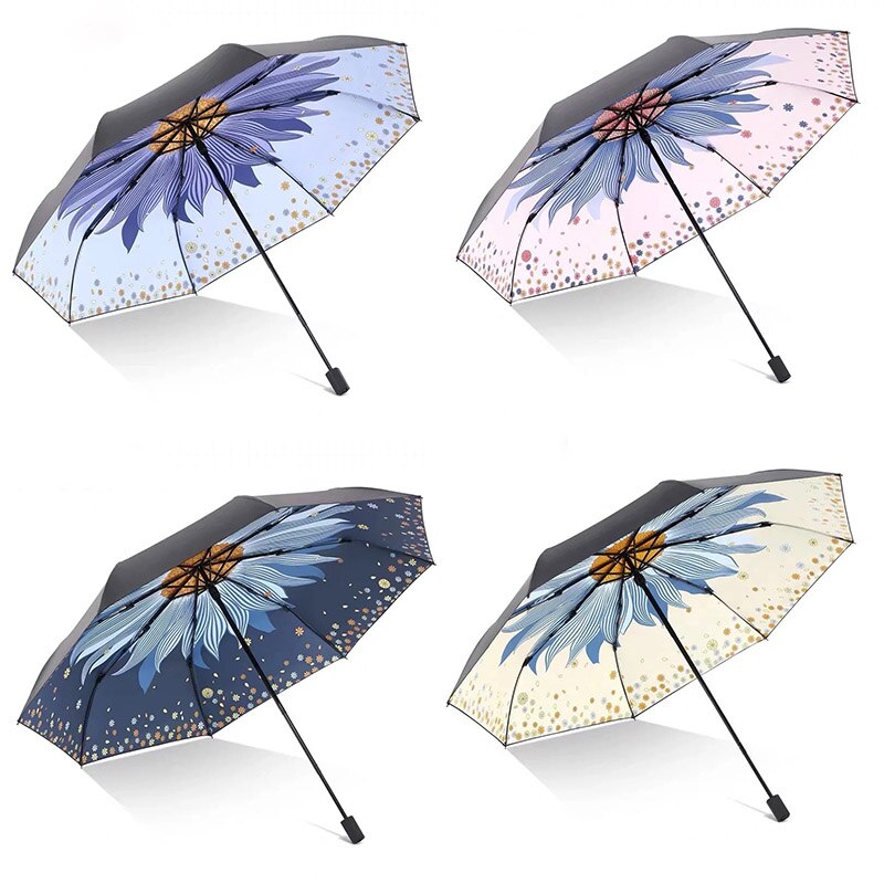 Mærke auti-uv paraply regn kvinder solsikke foldning parasol modish vindtæt parasoller pige stor kvindelig