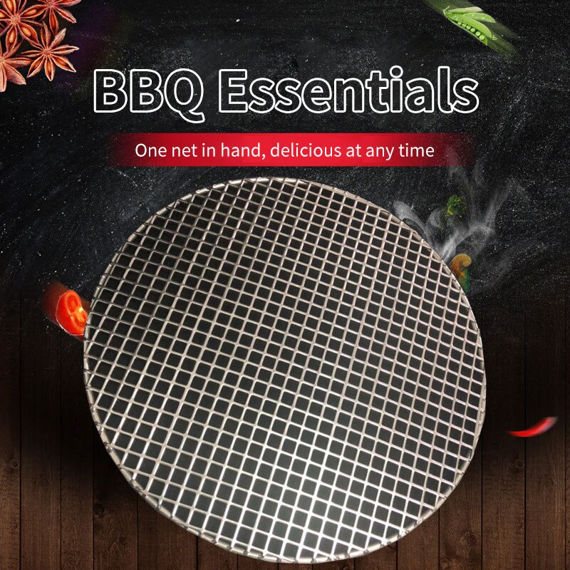 304 Stainless Steel Round BBQ Grill Mesh Home Roast Nets Bacon Grill Tool Iron Nets Barbecue Accessories Non-stick BBQ Mat Grid