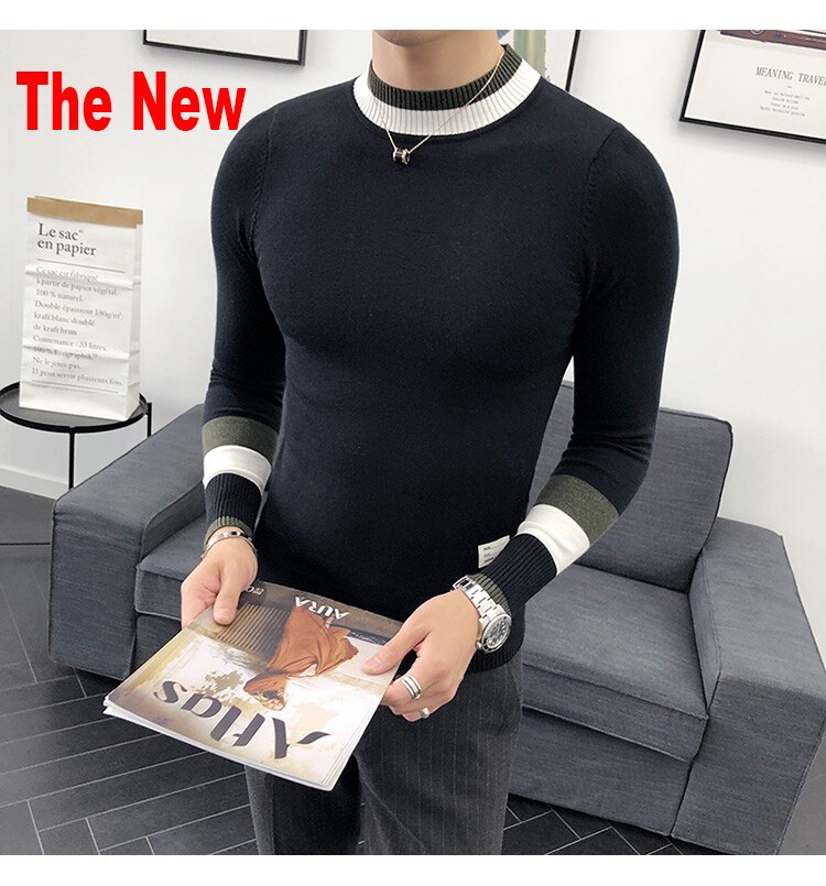 Pull à Col rond Tissé Doux Confort pour Homme Décontracté Couleur Unie