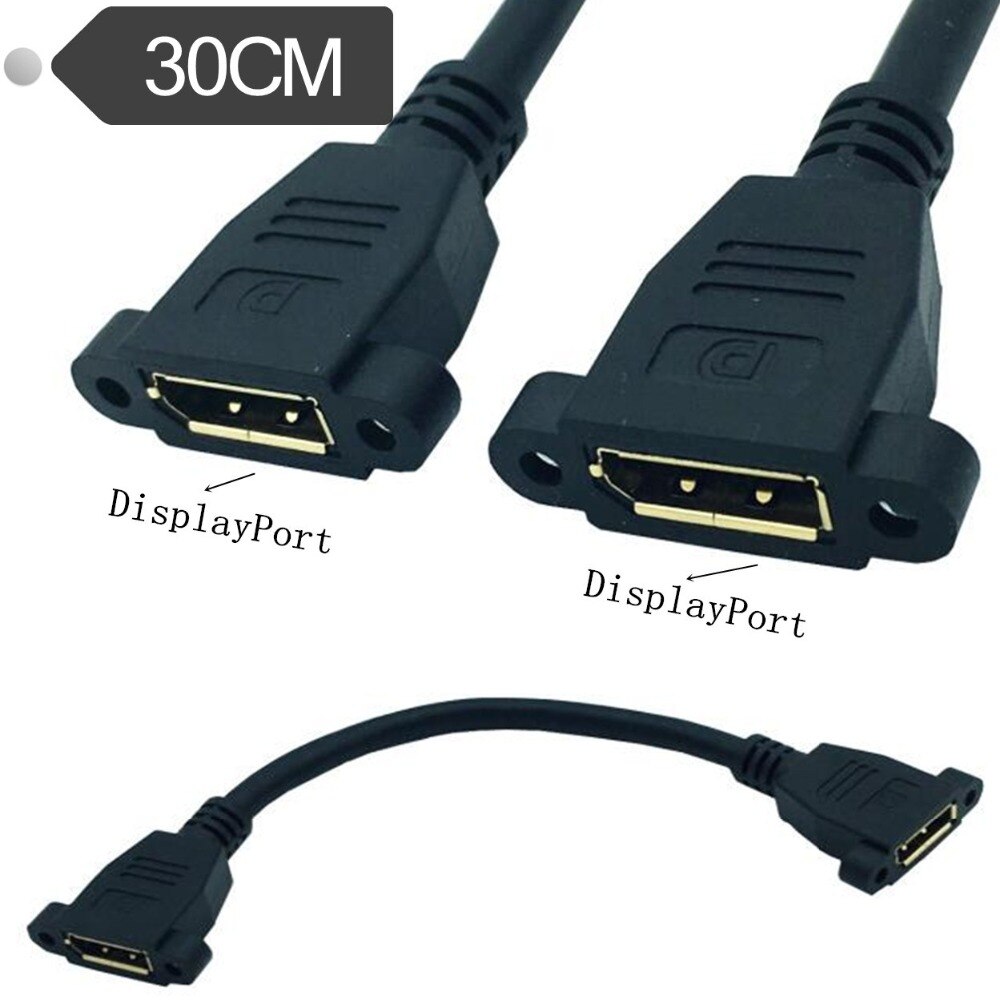 30cm DisplayPort to displayport Female to Female DP to DP Extension Cable Display Port with panel mount Screw 2K*4K@60Hz