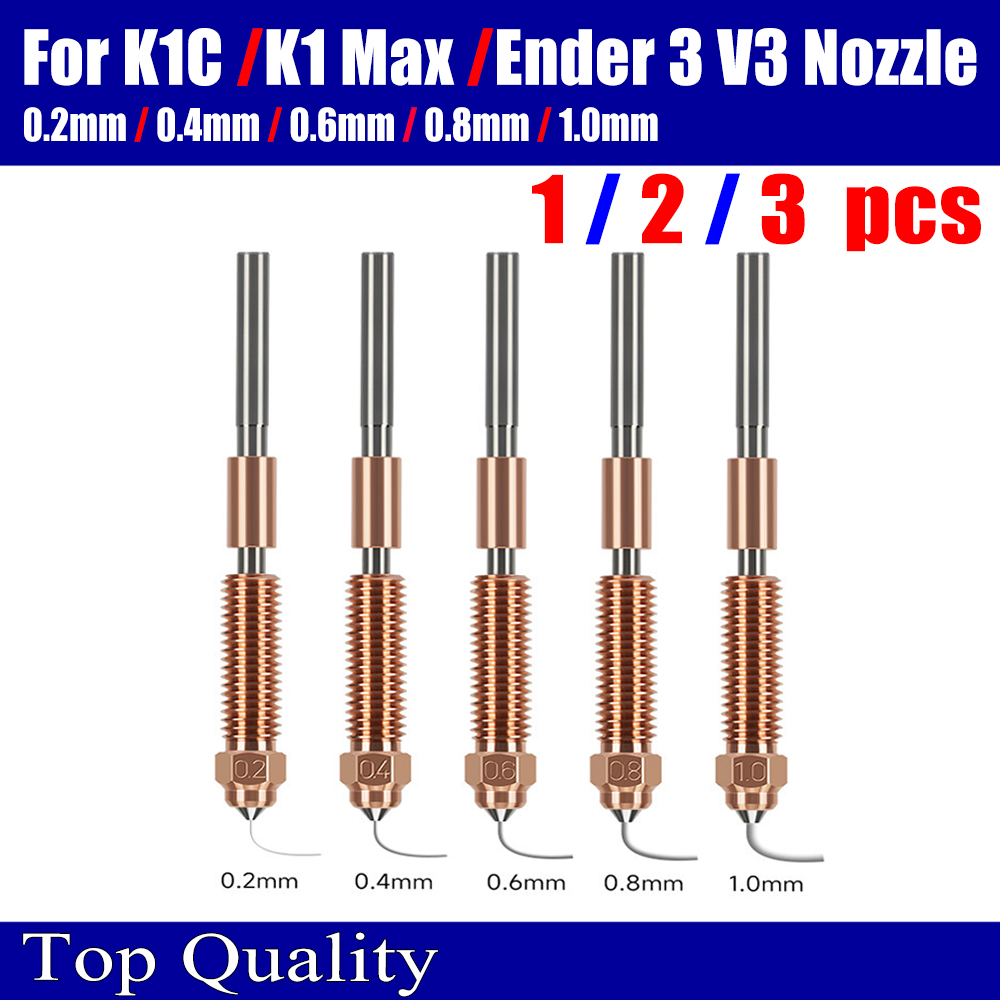 For Creality K1C Nozzle All-in-one Copper Titanium Nozzles High Flow Upgraded K1C K1 Max Nozzle 0.4/0.6/0.8mm For Ender-3 V3