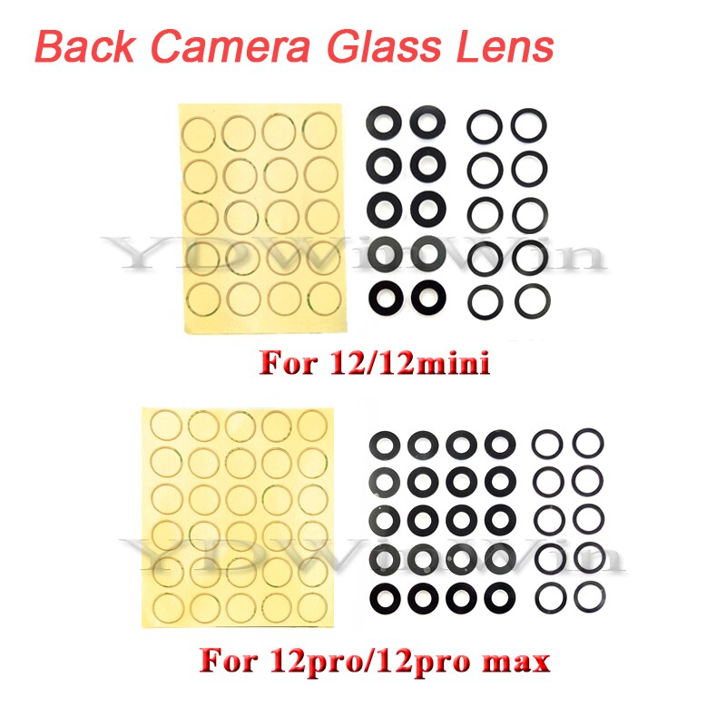 10sets/lot Rear Camera Lens Glass For iPhone 12 13 Pro Max Mini Back Glass Cover with 3M Sticker Adhesive Replacement Parts