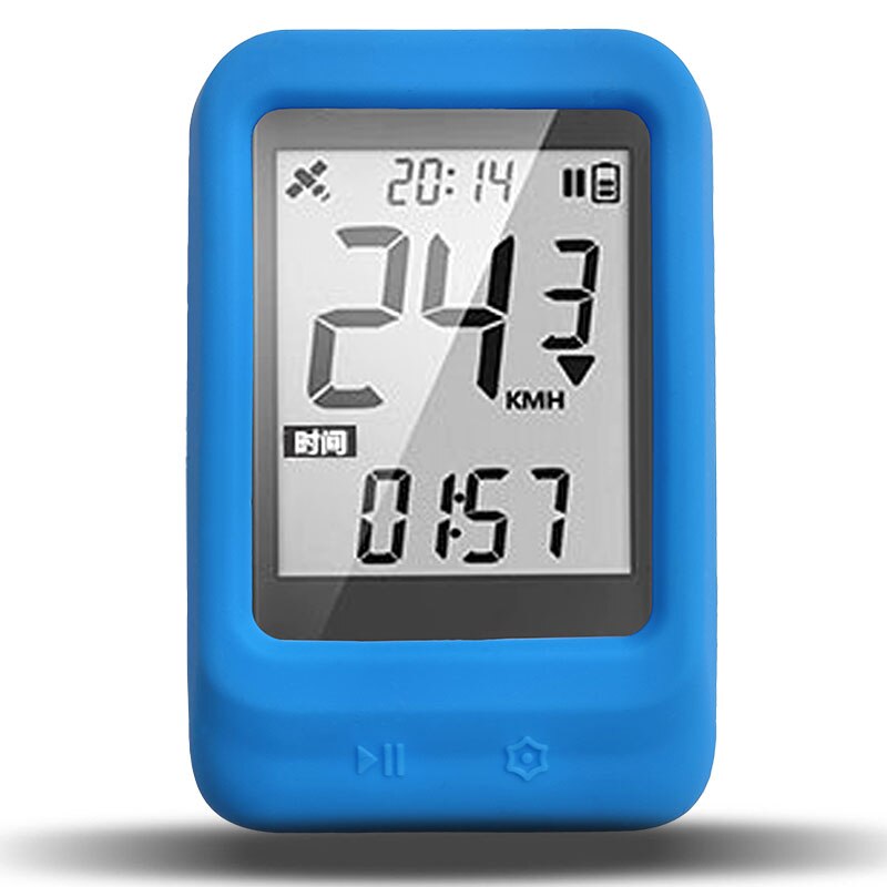 Étui en Silicone pour ordinateur de vélo igsport IGS130, protection d&#39;écran, GPS: 1pc Blue With Film