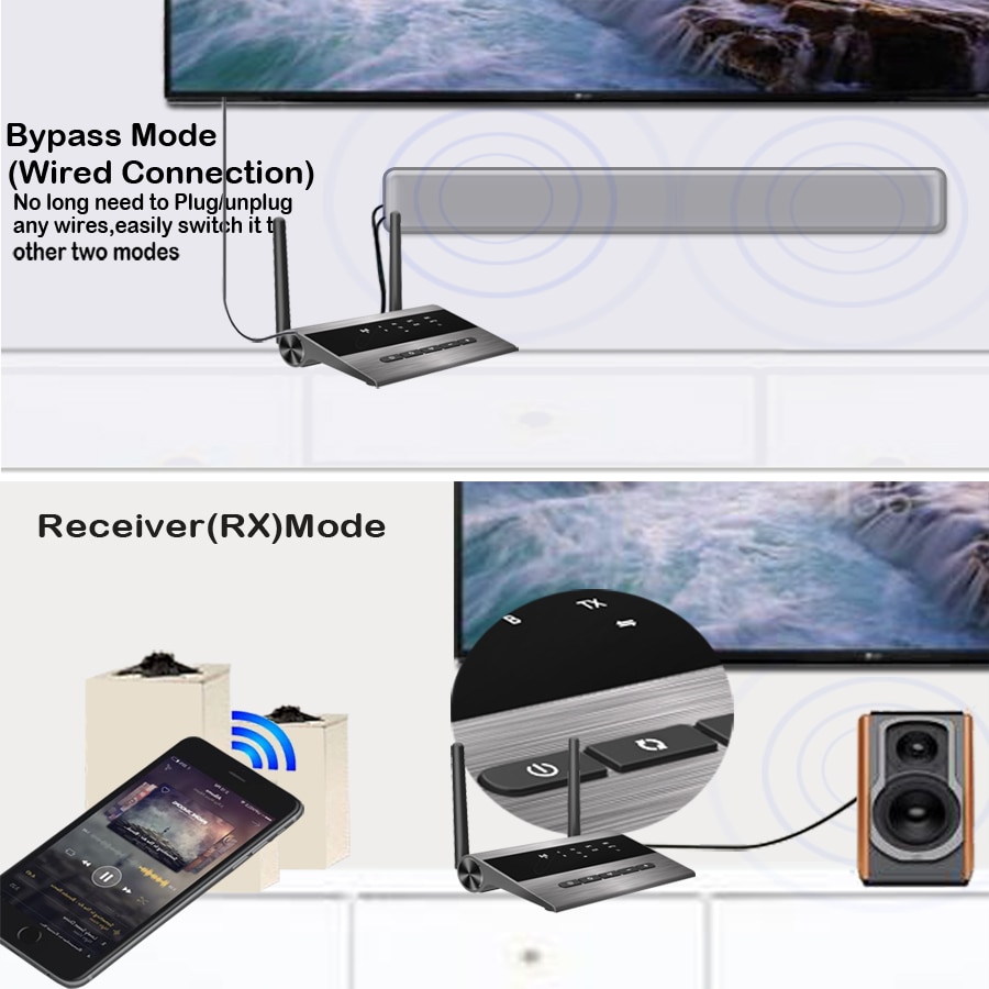262ft/80M Long Range Bluetooth 5.0 Broadcast Audio Muziek Zender Ontvanger 4 In 1 Tv Pc Draadloze Adapter lage Latency Aptx Hd