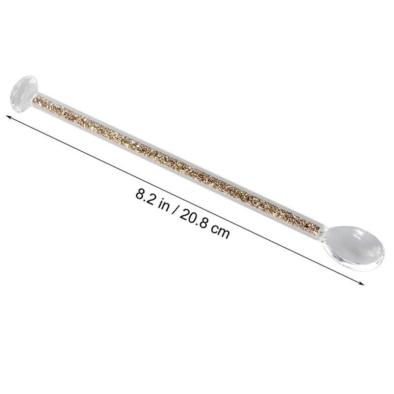 1PC Round Top Stir Stick Crystal Swizzle Stick Glass Cocktail Pick Shiny Gold Glitter Drink Stirrer for Bar Home Holidays Party