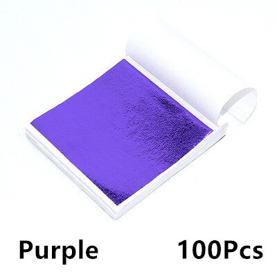 9X9Cm 100 Vel Art Craft Imitatie Gold Sliver Folie Papers Kleurrijke Bladgoud Vellen Vergulden Diy Craft decor Vergulden Decoratie: Purple 100Pcs