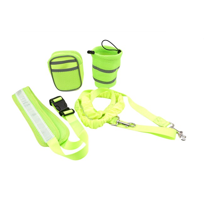 Handsfree Hondenriem Kraag Huisdier accessoires Puppy Dog Harness Leash Dieren Huisdier Elastische Riem Running Hondenriem Set: green