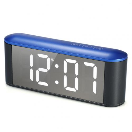 Table Desk LED Screen Mirror Digital Time Temperature Display Snooze Alarm Clock: BlueCase WhiteLight