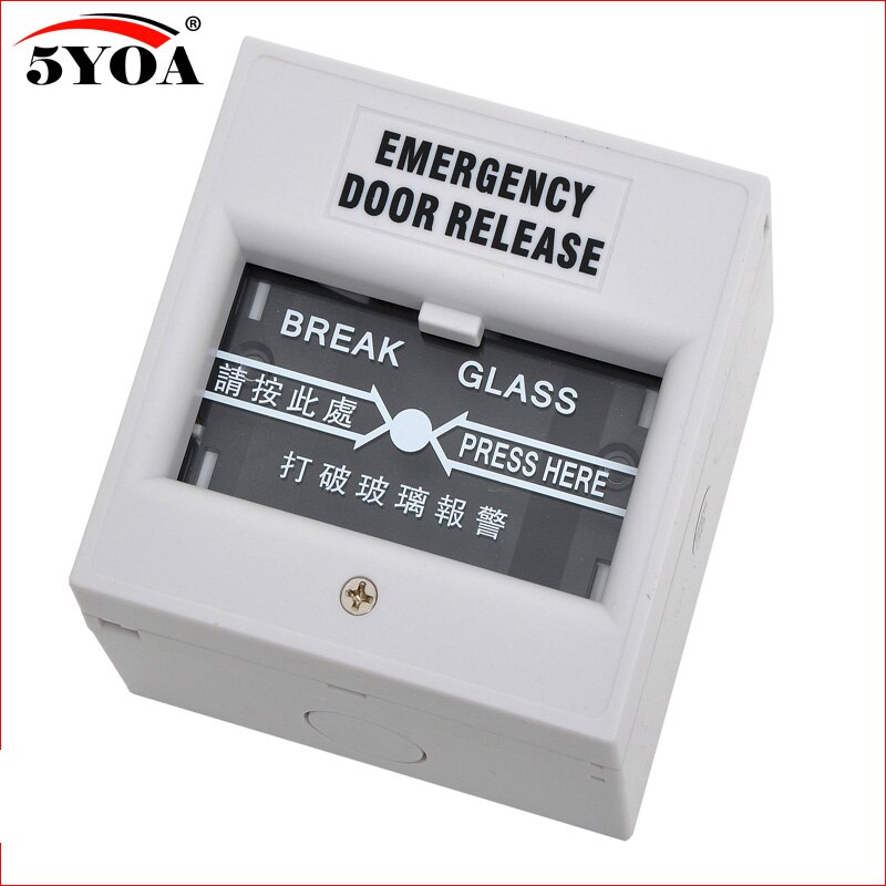 Emergency Door Release Glass Break Alarm Button Fire Alarm swtich Break Glass Exit Release Switch: White