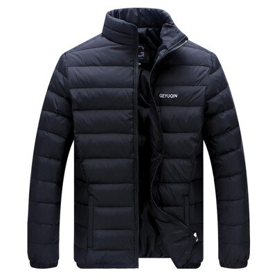 Höst vinterjacka män casual stativ krage enfärgad vit dunjacka plus storlek l -4xl hålla värmen vinterjacka män: Svart / Xl