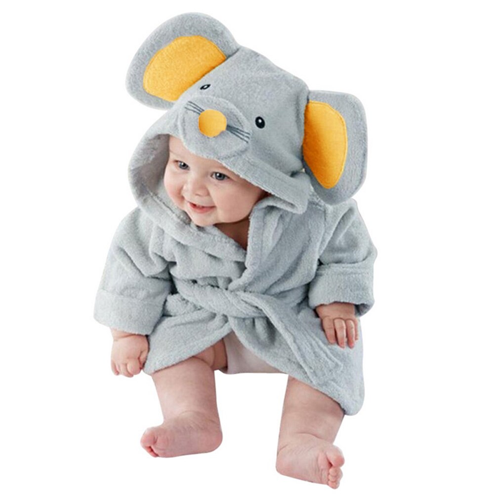 Bebê meninas dos desenhos animados com capuz roupão criança toalha de banho robe bonito inverno roupas de bebê pijamas de inverno com cinto: Mouse