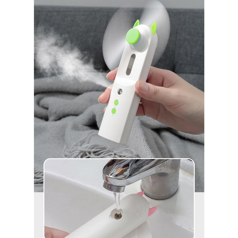 Mini håndholdt usb opladningsventilator luftfugter fugtighedscreme lav støj vand spray tåge ventilator til indendørs udendørs