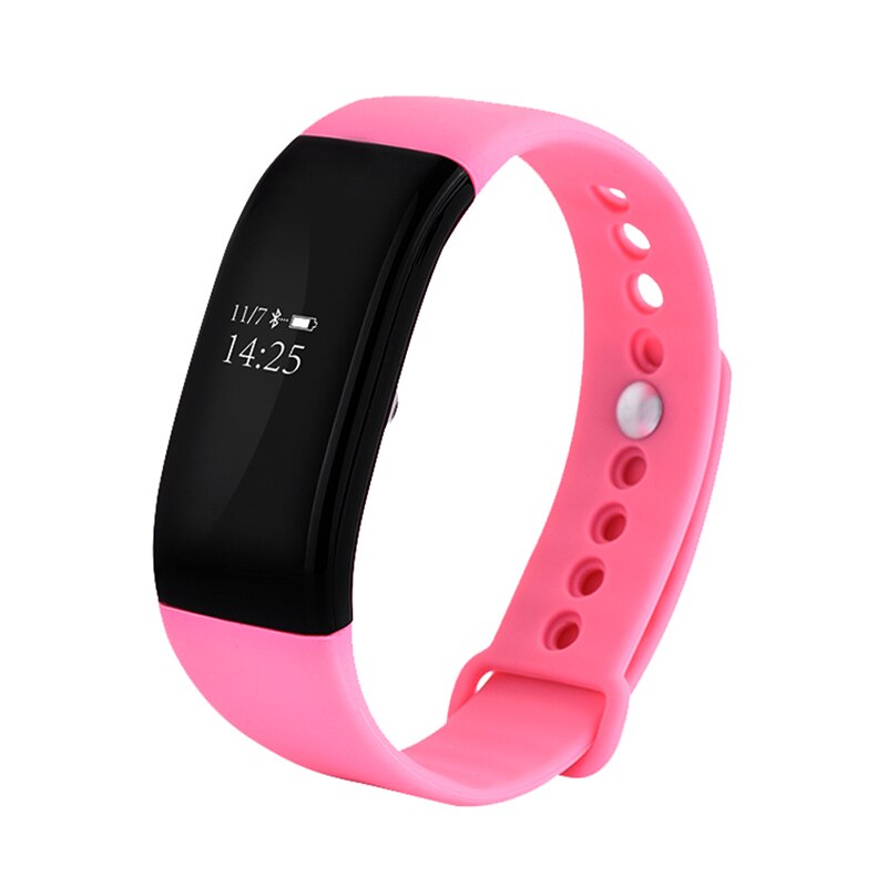 V66 Waterproof Fitness Tracker Pedometer IP67 Sport Gym Step Counter Heart Rate Monitor Health Wrist Pedometers For Android IOS: Pink