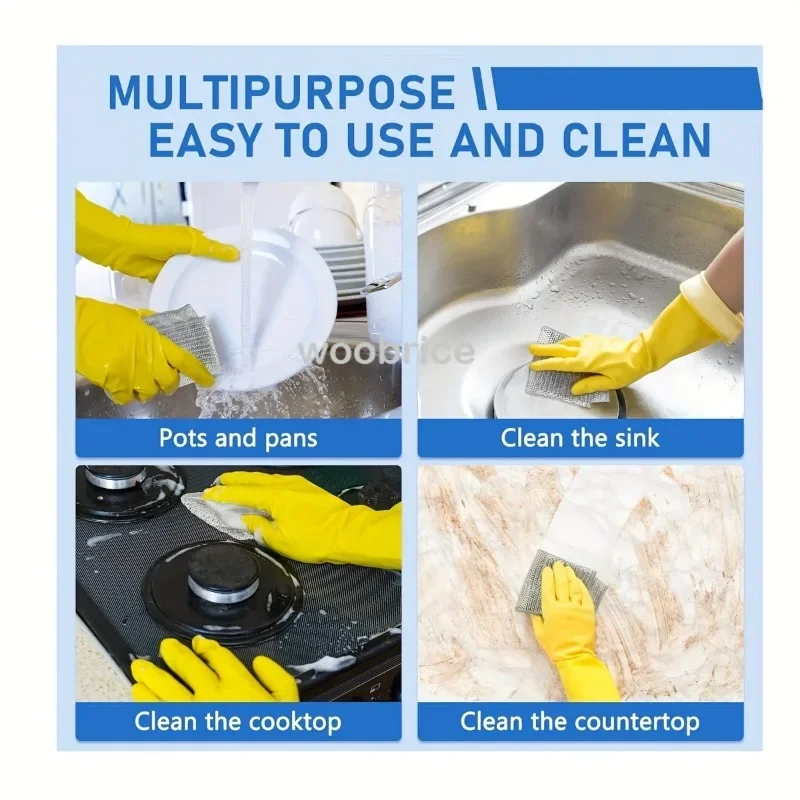 Torchon de cuisine en coton, chiffon de nettoyage en métal, chiffon de nettoyage domestique multifonctionnel en fil anti-rayures, fournitures de cuisine