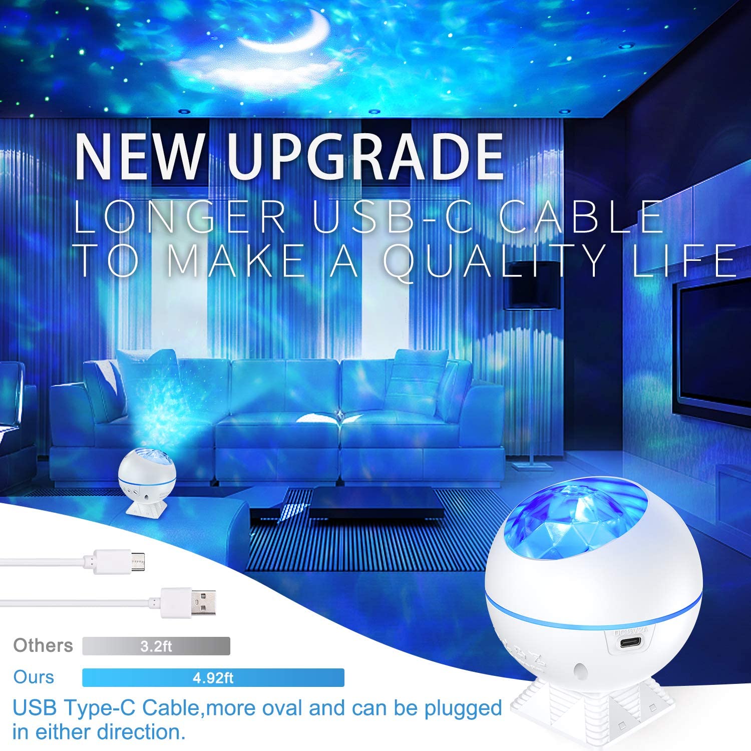 Star Projector Light Sky Maan Galaxy Oceaan Projectielamp Led Slaapkamer Night Light Met Afstandsbediening Voor Kinderen Baby