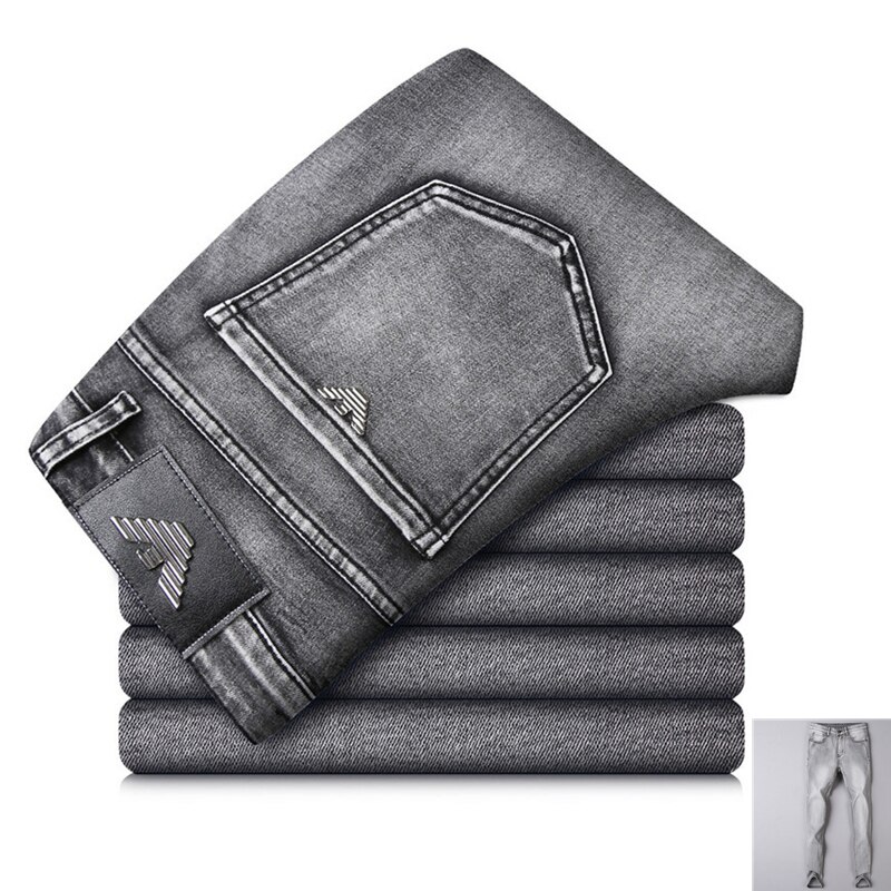 retro Herbst Winter herren Jeans Baumwolle Dünne Elastische Italien Adler Geschäft Hosen Klassische Jeans Denim Hosen Männlichen Schlauch
